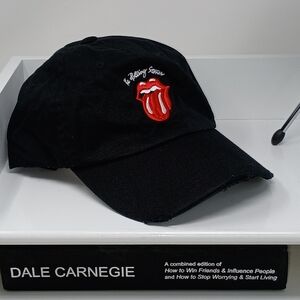 The Rolling Stones Black Twill Cap with Red Tongue Logo